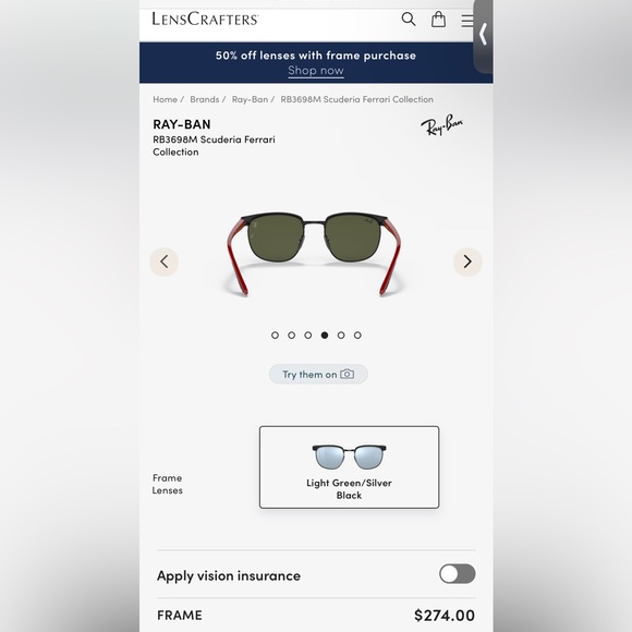 Ray Bans Mirror Silver Lens Sun glasses RB3698M Scuderia Ferrari Collection - Picture 2 of 6